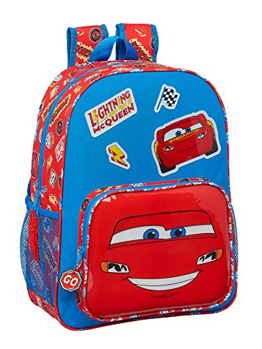 Safta 612111180 Mochila Escolar Niños de Cars Mc Queen, 330x140x420mm, Rojo/Azul