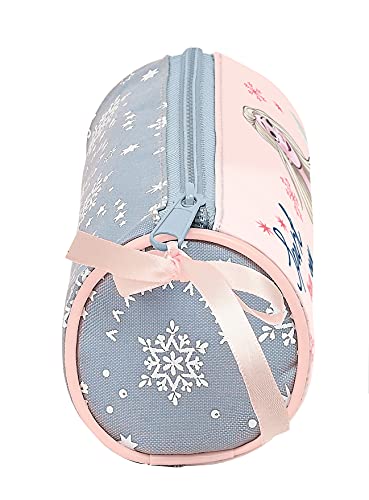 Safta Estuche Redondo Escolar de Frozen II Magical Seasons, 200x70 mm, Gris Azulado/Rosa Claro (M026)