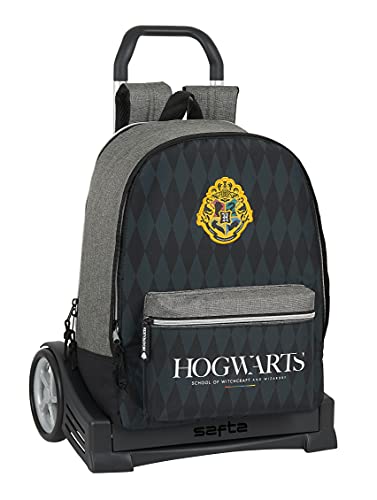 Safta Mochila 596 con carro Evolution Harry Potter Hogwarts, 320x140x430 mm, Negro/Gris