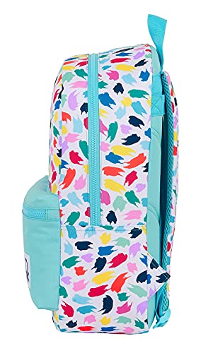 Safta Mochila Escolar de Benetton Brochitas, 300x140x460 mm, Multicolor