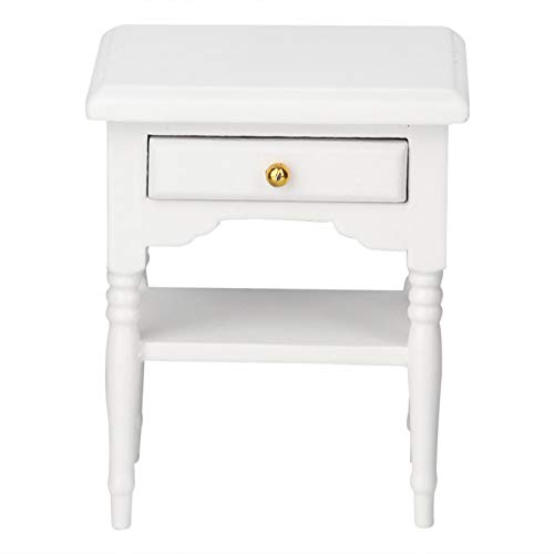 SALUTUYA Modelo de mesita de Noche Blanca no tóxica para decoración, Mini mobiliario de Dormitorio Blanco 1:12 para casa de muñecas, Mini Muebles de casa de muñecas