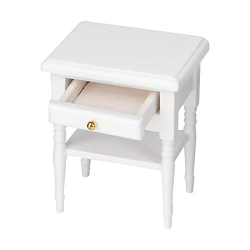 SALUTUYA Modelo de mesita de Noche Blanca no tóxica para decoración, Mini mobiliario de Dormitorio Blanco 1:12 para casa de muñecas, Mini Muebles de casa de muñecas