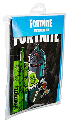 Sambro DUR-6766 Fortnite - Juego de Escritura con Pluma, lápices, Regla, Goma de borrar, sacapuntas y Cuaderno, 7 Piezas, Multicolor