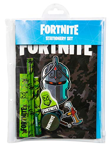 Sambro DUR-6766 Fortnite - Juego de Escritura con Pluma, lápices, Regla, Goma de borrar, sacapuntas y Cuaderno, 7 Piezas, Multicolor