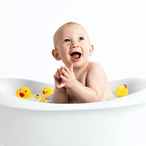 SAVITA 60 Piezas Pato De Goma Juguete De Baño para Niños Flotador y Chirrido Mini Patos Amarillos Juguetes De Bañera para Ducha / Cumpleaños / Suministros para Fiestas