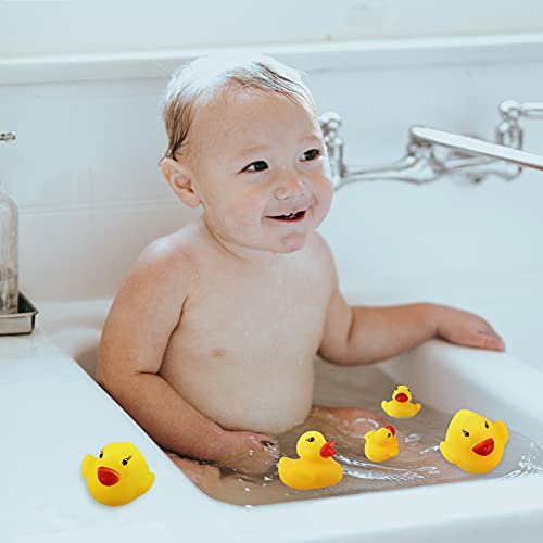 SAVITA 60 Piezas Pato De Goma Juguete De Baño para Niños Flotador y Chirrido Mini Patos Amarillos Juguetes De Bañera para Ducha / Cumpleaños / Suministros para Fiestas