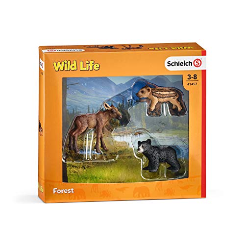 Schleich Wild Life - Crías de Animales del Bosque, Incluye Osezno negro, Cría de Alce y Jabato