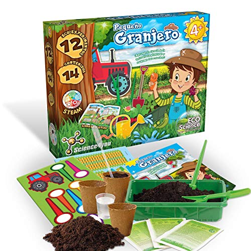 Science4you-El Pequeño Granjero-Kit Jardinería con 12 Eco Experimentos: Planta tu Propio Huerto Ecológico-Juegos y Juguetes Científicos y Educativos 4+ Años, Regalo Original Niñas (80002462)