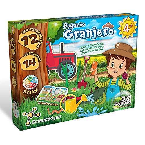 Science4you-El Pequeño Granjero-Kit Jardinería con 12 Eco Experimentos: Planta tu Propio Huerto Ecológico-Juegos y Juguetes Científicos y Educativos 4+ Años, Regalo Original Niñas (80002462)