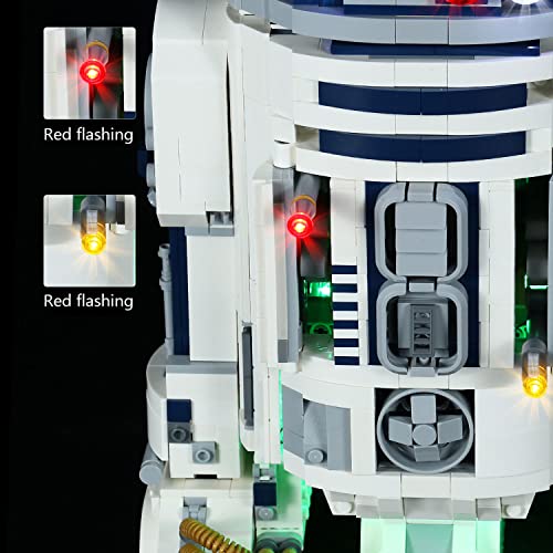 SDFGDFD Kit de Luces LED para Robot Star Wars R2-D2 - Compatible con Lego 75308 (Juego Lego No Incluido) con Instrucciones Puede Tocar Musica, Regalos para Adultos y Niños