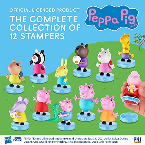 Sellos de Peppa Pig para niños |Colección completa-12 Juguetes de Peppa Pig en 1 Caja de Lujo | Personajes de Peppa Pig | Juguetes para niños y artículos para Fiestas de Peppa Pig |por P.M.I.