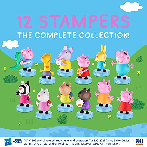 Sellos de Peppa Pig para niños |Colección completa-12 Juguetes de Peppa Pig en 1 Caja de Lujo | Personajes de Peppa Pig | Juguetes para niños y artículos para Fiestas de Peppa Pig |por P.M.I.