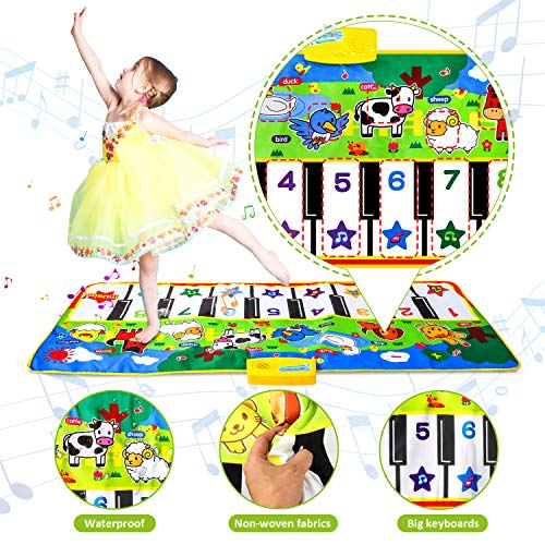 Shayson Alfombrilla de Baile Alfombrilla de Piano para Niños 19 Teclas Teclado de Piano Manta de Animales Alfombrilla de Juego Táctil Alfombra Musical para Niños