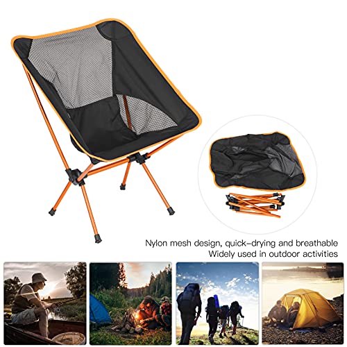 Silla de Camping Compacta, Cómoda Silla Portátil Marco de Aluminio Fácil Almacenamiento Estable con Bolsa de Almacenamiento para Barbacoa para Pescar para Acampar(naranja)