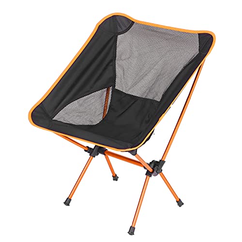 Silla Portátil, Silla de Camping Al Aire Libre Estable Marco de Aluminio de Fácil Almacenamiento con Bolsa de Almacenamiento para Pescar para Barbacoa para Acampar(Naranja)