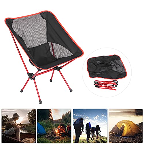 Silla Portátil, Silla para Acampar Al Aire Libre Marco de Aluminio de Secado Rápido con Bolsa de Almacenamiento para Pescar para Acampar para Barbacoa(Gran Rojo)