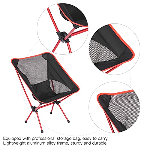 Silla Portátil, Silla para Acampar Al Aire Libre Marco de Aluminio de Secado Rápido con Bolsa de Almacenamiento para Pescar para Acampar para Barbacoa(Gran Rojo)