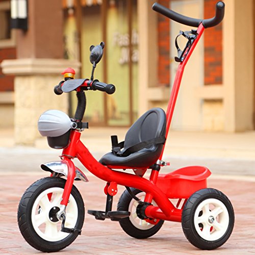 Sillas de paseo Cochecito de bebé 18 Meses a 5 años de edad Asiento de almacenamiento grande Triciclo de niños ajustable, desmontable en altura Boy ajustable en pedales Trike Bike, Material de acero d