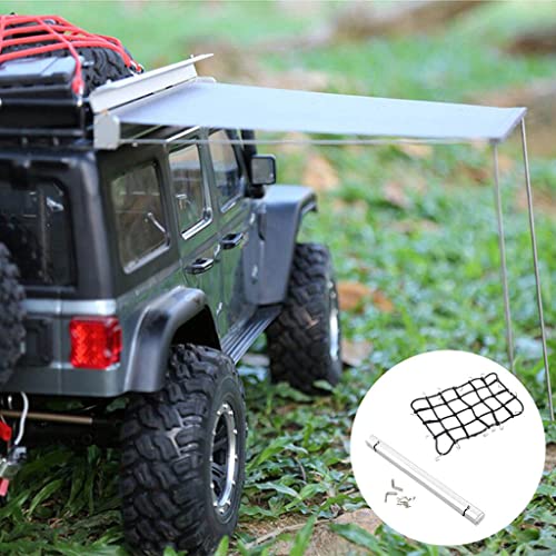 SM SunniMix Portaequipajes para Techo y Techo telescópico, toldo para Tienda de campaña, Coche RC para SCX10 D90 1/8 1/10, Accesorio de Oruga RC, Modelo de Coche - Negro Plata