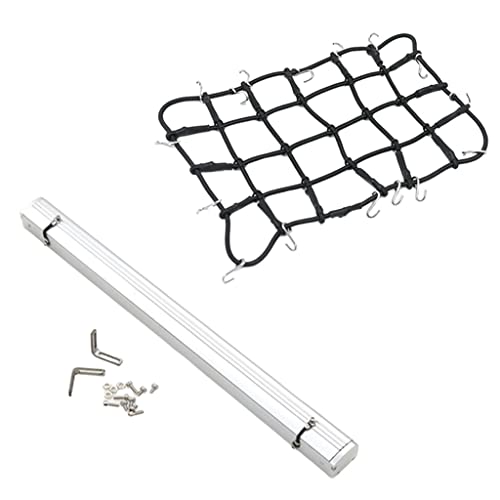 SM SunniMix Portaequipajes para Techo y Techo telescópico, toldo para Tienda de campaña, Coche RC para SCX10 D90 1/8 1/10, Accesorio de Oruga RC, Modelo de Coche - Negro Plata