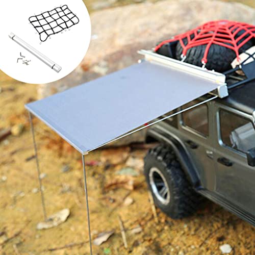 SM SunniMix Portaequipajes para Techo y Techo telescópico, toldo para Tienda de campaña, Coche RC para SCX10 D90 1/8 1/10, Accesorio de Oruga RC, Modelo de Coche - Negro Plata