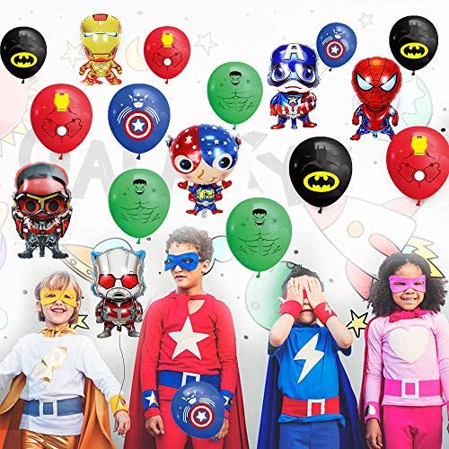 smileh Decoracion Cumpleaños Superhéroes Globos Vengadores Feliz Cumpleaños del Pancarta Marvel Aluminio Globos para Niños Decoraciones de Fiesta Cumpleaños de Avengers