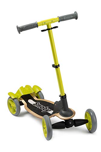 Smoby 7600750700 Wooden Fun - Patinete (4 Ruedas), Color Verde y Negro