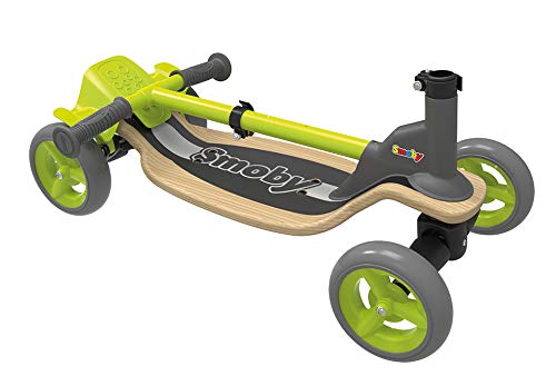 Smoby 7600750700 Wooden Fun - Patinete (4 Ruedas), Color Verde y Negro