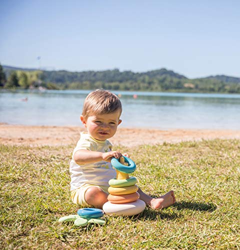 Smoby Green-Pirámide Apilable de Anillas, Fabricada en Bioplástico Sostenible Procedente de la Caña de Azúcar, Reciclable, Embalaje 100% Reciclado, Para Niños a Partir de 1 Año (181202)