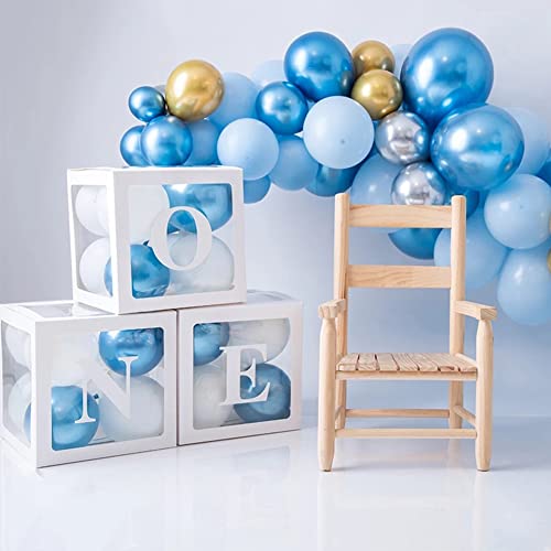 Soekodu Caja de Globos, Cajas de Globos Cumpleaños Cuadradas Transparentes con Letra Baby Love A-Z One para Niños Niñas Baby Shower Género Fiesta de Cumpleaños (White One)