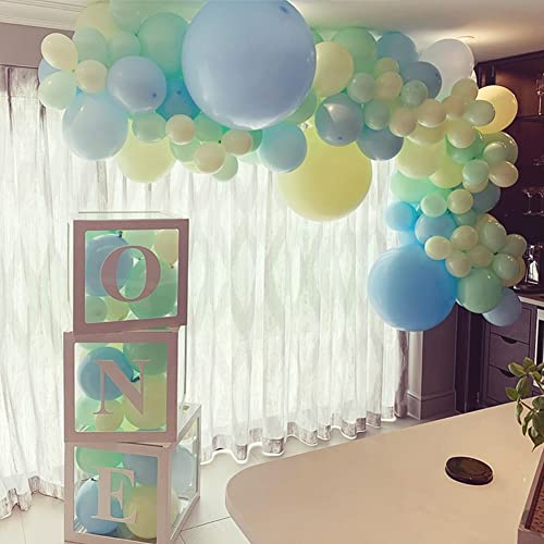 Soekodu Caja de Globos, Cajas de Globos Cumpleaños Cuadradas Transparentes con Letra Baby Love A-Z One para Niños Niñas Baby Shower Género Fiesta de Cumpleaños (White One)