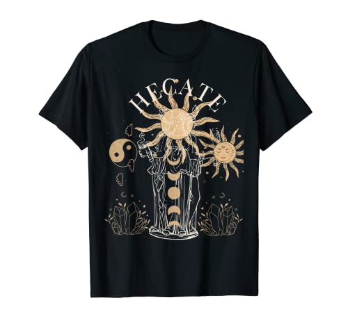 Sol Triple Luna Diosa Bruja Wiccan Pagan Brujería Hecate Camiseta