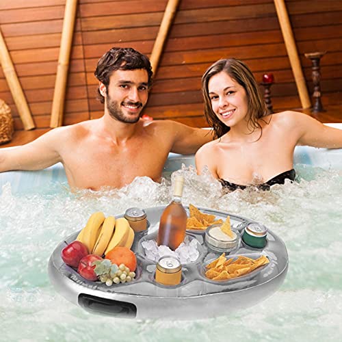 Soporte Hinchable Para Bebidas, Titular De Bebida Inflable Piscina, Bandeja Flotante De La Piscina Inflable, Soporte Flotante Para Beber Y Frutas Con 8 Orificios, Hinchable Bebidas Frutas Posavasos