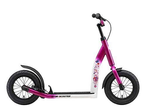 STAR SCOOTER Patinete Infantil 2 Ruedas a Partir de 7 años | Kick Scooter 12" neumáticos, Ajustable en Altura para niñas y niños | Rosa