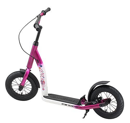 STAR SCOOTER Patinete Infantil 2 Ruedas a Partir de 7 años | Kick Scooter 12" neumáticos, Ajustable en Altura para niñas y niños | Rosa