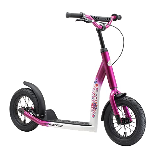 STAR SCOOTER Patinete Infantil 2 Ruedas a Partir de 7 años | Kick Scooter 12" neumáticos, Ajustable en Altura para niñas y niños | Rosa