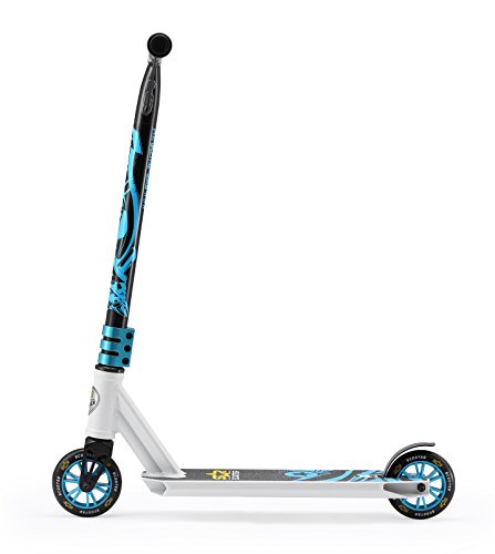 STAR SCOOTER Patinete Patineta Scooter Freestyle Mini Stuntscooter para niños y niñas a Partir de 5 años | 110 mm Edición Mini | Blanco Azul