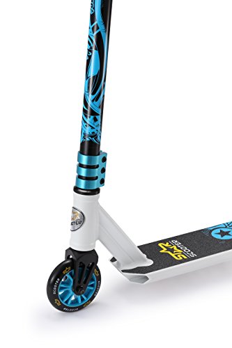 STAR SCOOTER Patinete Patineta Scooter Freestyle Mini Stuntscooter para niños y niñas a Partir de 5 años | 110 mm Edición Mini | Blanco Azul