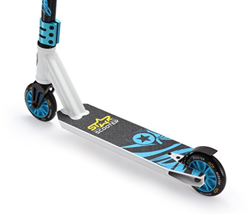 STAR SCOOTER Patinete Patineta Scooter Freestyle Mini Stuntscooter para niños y niñas a Partir de 5 años | 110 mm Edición Mini | Blanco Azul