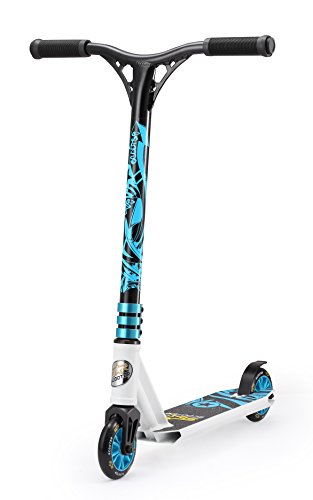 STAR SCOOTER Patinete Patineta Scooter Freestyle Mini Stuntscooter para niños y niñas a Partir de 5 años | 110 mm Edición Mini | Blanco Azul