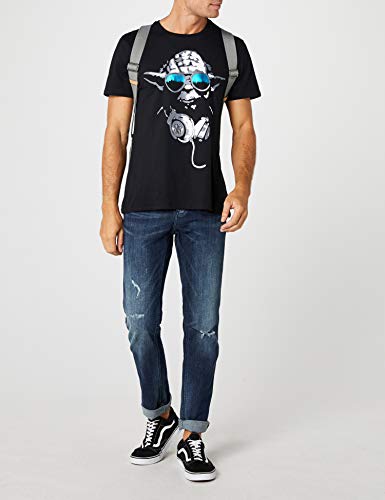 Star Wars DJ Yoda Cool Camiseta, Negro, Small para Hombre