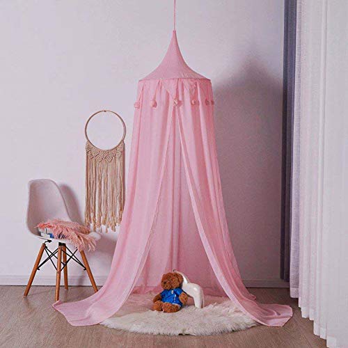 STKASE® Cama con Dosel para Niños, Juego para Bebés, Interiores o Exteriores, Decoración de la Cama y del Dormitorio, Mosquitero (Altura de 245 cm),Rosado