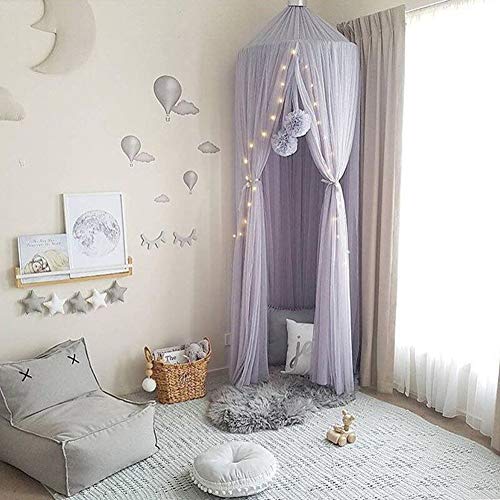 STKASE® Mosquiteras para Cama Mosquitera para Cuna de Bebés Infantil Habitación de Juego con Encaje para Niños Niñas Cortina con Cúpula Redonda,Azul