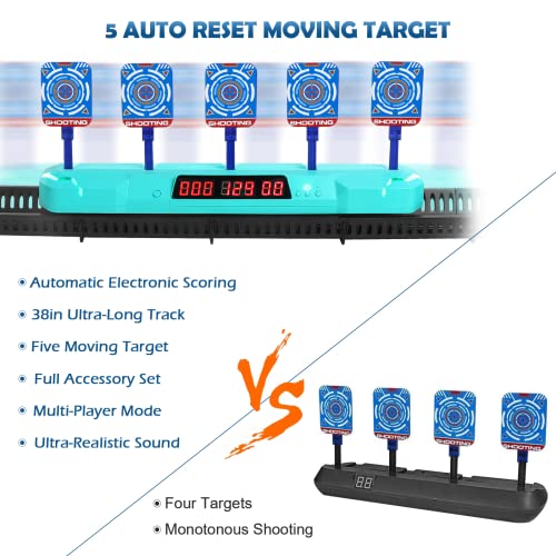STOTOY Objetivo de Tiro ElectróNico, 5 Objetivos y 3 Modos de Juego, Juegos de Interior y Exterior, Apto para NiñOs y NiñAs de 5, 6, 7, 8, 9, 10+ AñOs,Adecuado