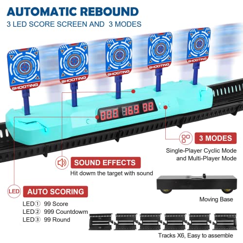 STOTOY Objetivo de Tiro ElectróNico, 5 Objetivos y 3 Modos de Juego, Juegos de Interior y Exterior, Apto para NiñOs y NiñAs de 5, 6, 7, 8, 9, 10+ AñOs,Adecuado