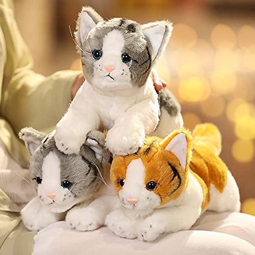 Suave y Realista, Gato, Animal de Peluche, Vida Real, Gato, Juguetes de Peluche, Lindo Gatito, pequeño Tigre, muñeca para niños, decoración del hogar Gris