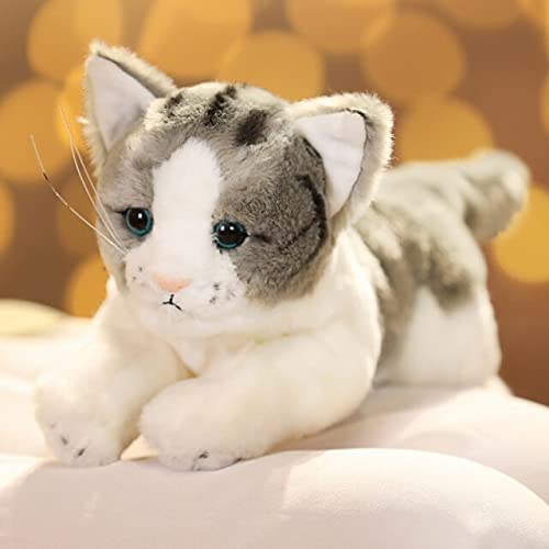 Suave y Realista, Gato, Animal de Peluche, Vida Real, Gato, Juguetes de Peluche, Lindo Gatito, pequeño Tigre, muñeca para niños, decoración del hogar Gris