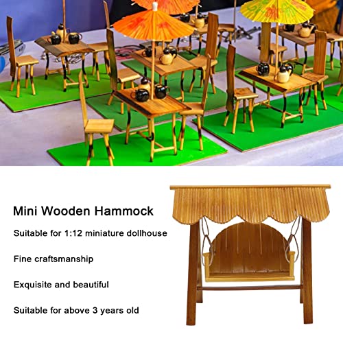 Surebuy Hamaca de madera en miniatura, minimuñecos de bebé, hamaca de madera, buen regalo, escala 1/12, decoración perfecta para muñecas de bebé