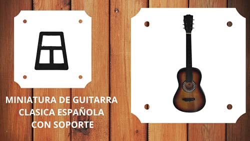 SusggO Miniatura de Guitarra Clasica Española con Soporte. Hecha en Madera Artesania Decoracion Adorno Mueble Guitarra Coleccion coleccionismo (Miniatura Guitarra Clasica ESPAÑOLA)