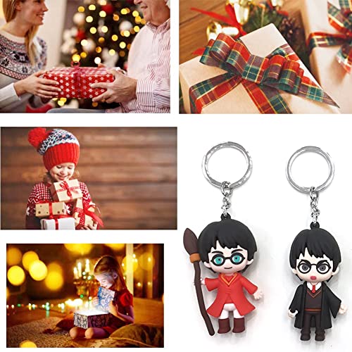 Syijupo Llavero Hogwart, Llavero de Goma Doble Cara, Llavero para Niños, 3D Llavero Tridimensional Colgante, Pop Keychain Harry, Llavero Decorativo de Dibujos Animados para Niños y Adultos